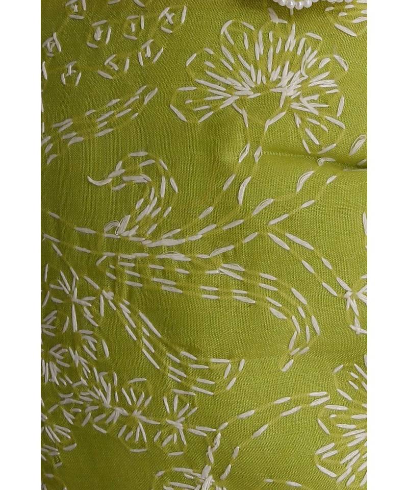 Ada Hand Embroidered Parrot Green Cotton Lucknow Chikankari Potli- A606512