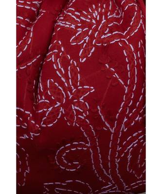 Ada Hand Embroidered Red Cotton Lucknow Chikankari Potli- A606506 2