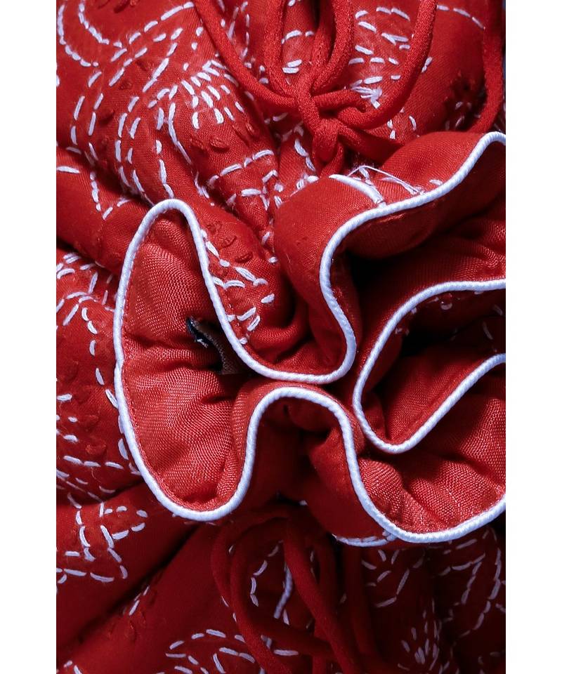 Ada Hand Embroidered Red Cotton Lucknow Chikankari Potli- A606506