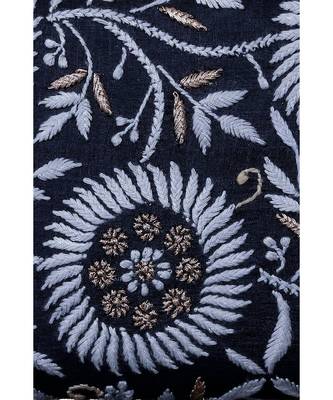 Ada Hand Embroidered Black Silk Lucknow Chikankari Clutch- A601428 3