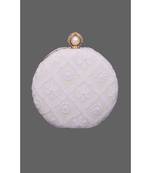 Ada Hand Embroidered White Pure Georgette Lucknow Chikankari Clutch- A548998