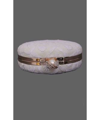 Ada Hand Embroidered White Pure Georgette Lucknow Chikankari Clutch- A548998 2