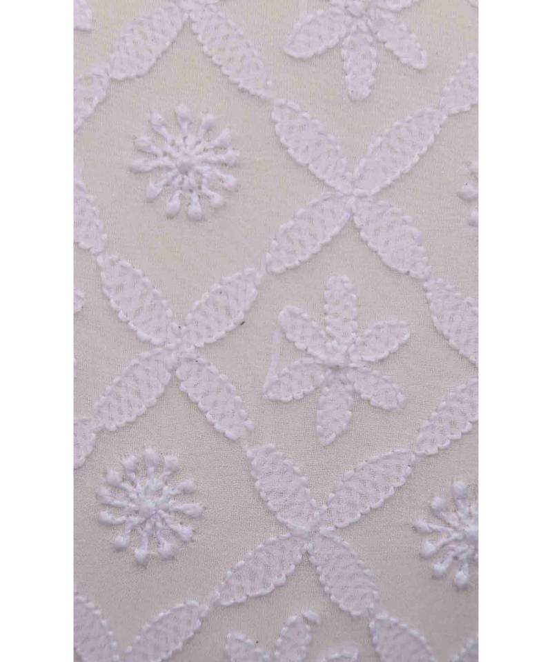 Ada Hand Embroidered White Pure Georgette Lucknow Chikankari Clutch- A548998