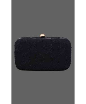 Ada Hand Embroidered Black Pure Georgette Lucknow Chikankari Clutch- A548979 1