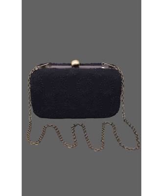 Ada Hand Embroidered Black Pure Georgette Lucknow Chikankari Clutch- A548979 3