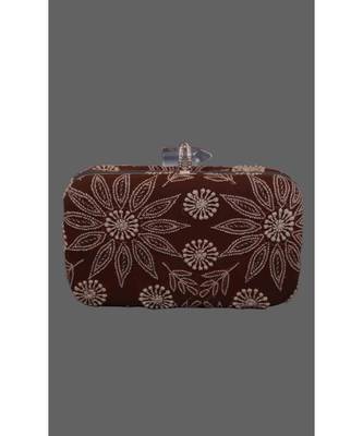 Ada Hand Embroidered Brown Pure Georgette Lucknow Chikankari Clutch- A548987 1
