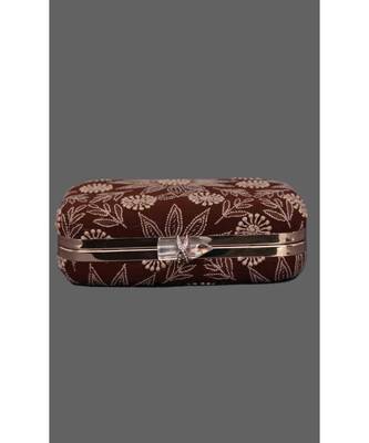 Ada Hand Embroidered Brown Pure Georgette Lucknow Chikankari Clutch- A548987 2