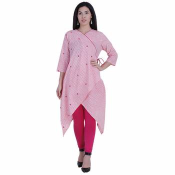 Pink printed cotton cotton-kurtis 1
