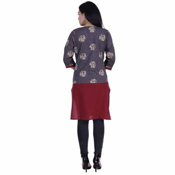 Maroon printed cotton cotton-kurtis 2