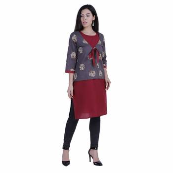 Maroon printed cotton cotton-kurtis 4