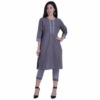 Grey printed cotton cotton-kurtis 1