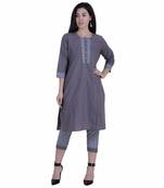 Grey printed cotton cotton-kurtis