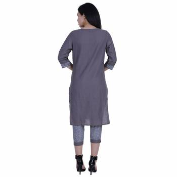 Grey printed cotton cotton-kurtis 2