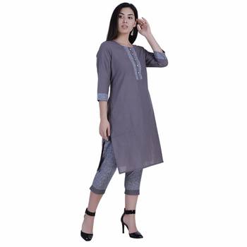 Grey printed cotton cotton-kurtis 3