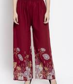 Maroon printed rayon palazzo-pants