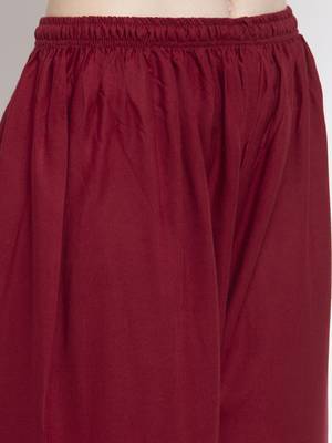 Maroon printed rayon palazzo-pants 5