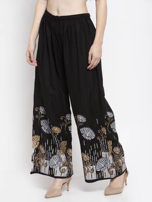 Black printed rayon palazzo-pants 3