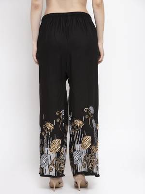 Black printed rayon palazzo-pants 4