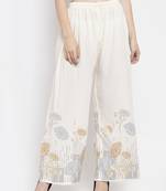 Cream printed rayon palazzo-pants