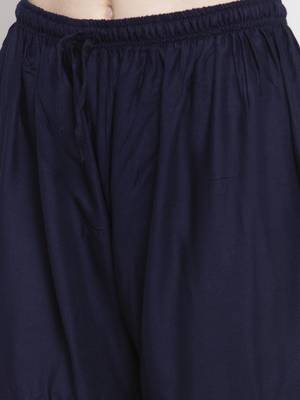 Navy-blue printed rayon palazzo-pants 5