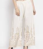 Cream printed rayon palazzo-pants