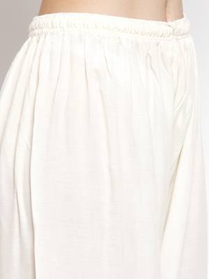 Cream printed rayon palazzo-pants 5