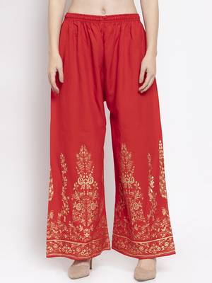 Red printed rayon palazzo-pants 1