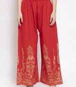 Red printed rayon palazzo-pants
