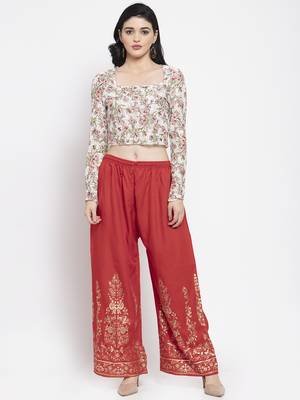 Red printed rayon palazzo-pants 2