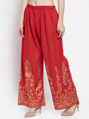 Red printed rayon palazzo-pants 3
