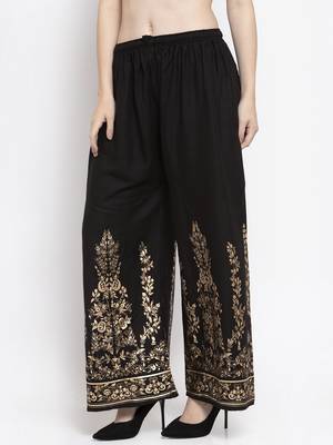 Black printed rayon palazzo-pants 3