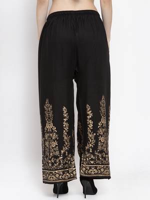 Black printed rayon palazzo-pants 4