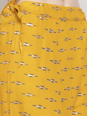 Mustard printed rayon palazzo-pants 5