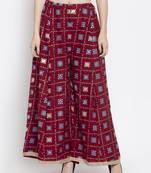 Maroon printed rayon palazzo-pants