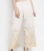 Cream printed rayon palazzo-pants