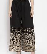 Black printed rayon palazzo-pants