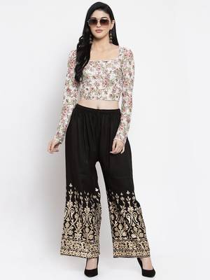 Black printed rayon palazzo-pants 2