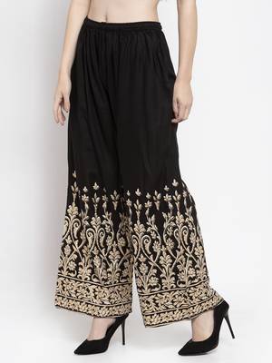 Black printed rayon palazzo-pants 3