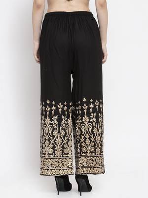 Black printed rayon palazzo-pants 4