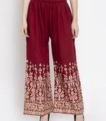 Maroon printed rayon palazzo-pants