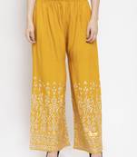 Mustard printed rayon palazzo-pants