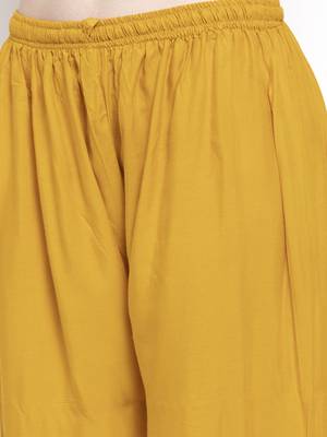 Mustard printed rayon palazzo-pants 5