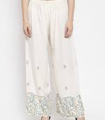 Off-white printed rayon palazzo-pants