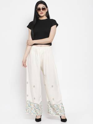 Off-white printed rayon palazzo-pants 2