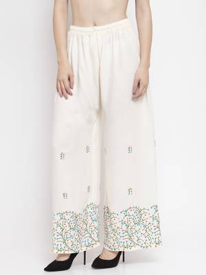 Off-white printed rayon palazzo-pants 3