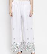 White printed rayon palazzo-pants
