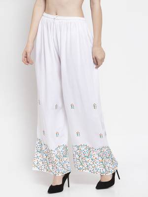 White printed rayon palazzo-pants 3