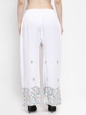 White printed rayon palazzo-pants 4