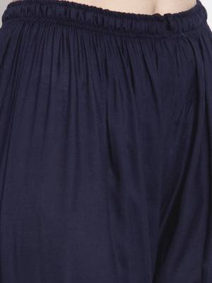 Navy-blue printed rayon palazzo-pants 5