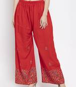 Red printed rayon palazzo-pants